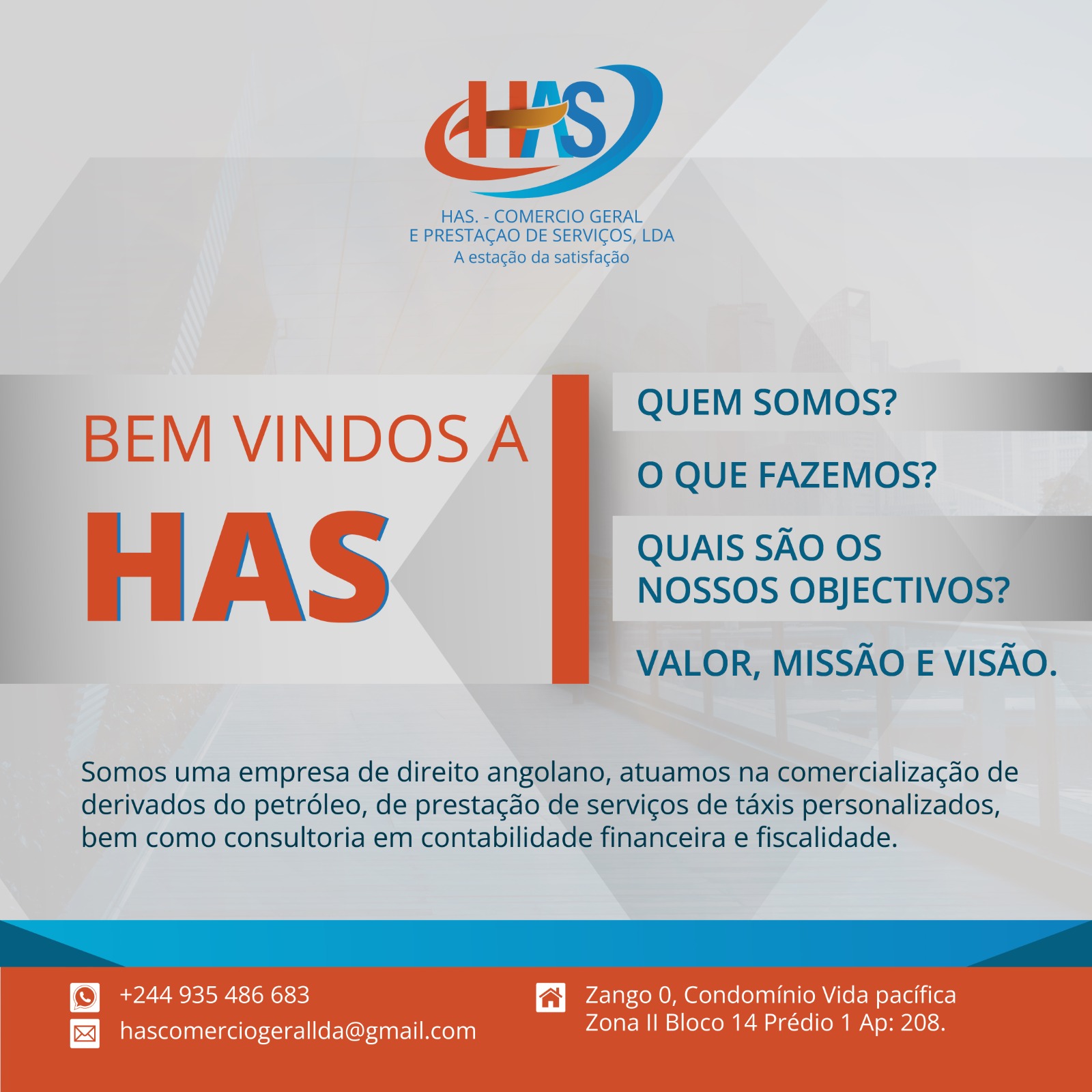 Operações e reuniões de negócios HAS Comércio